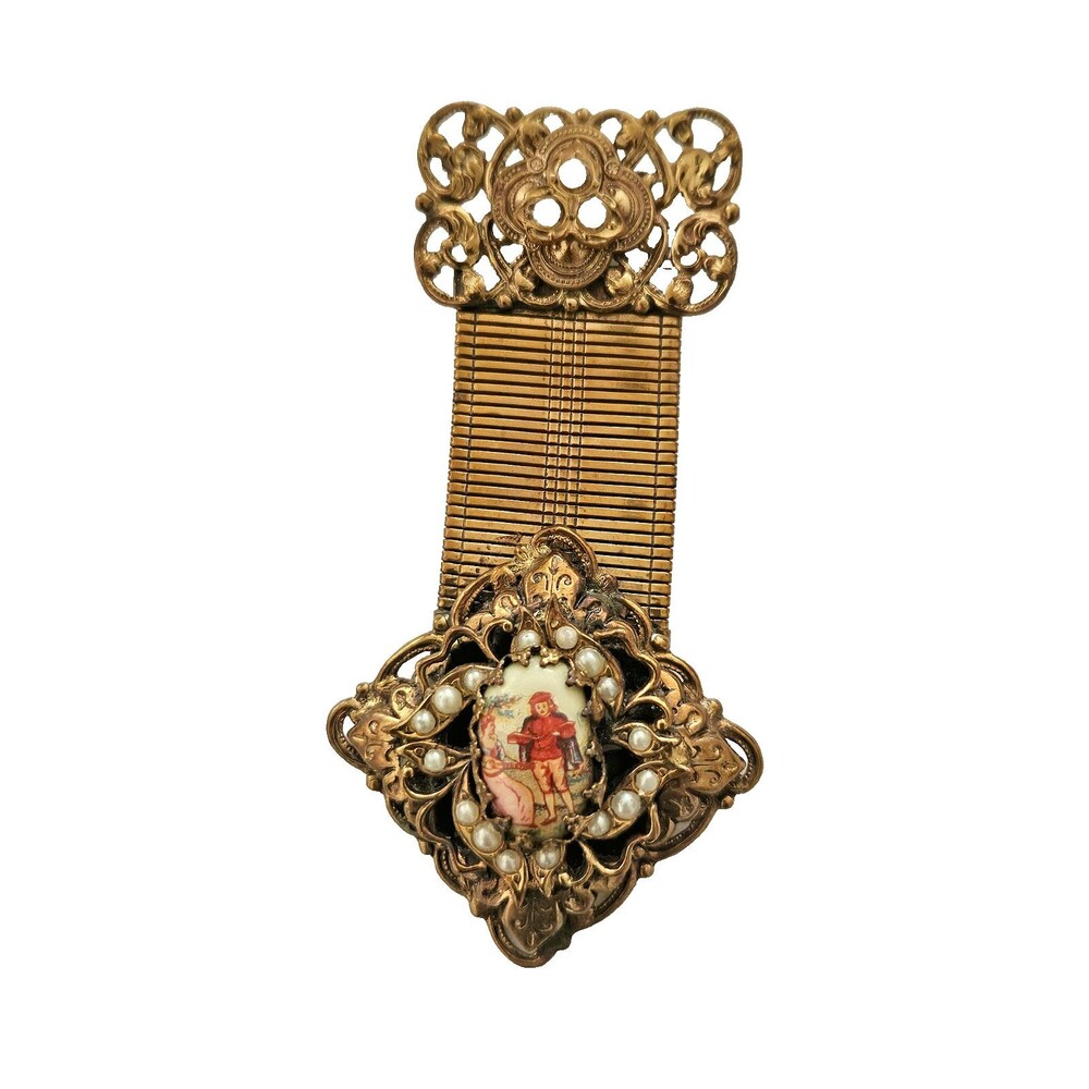 KARU Fifth Avenue Cameo Drop Brooch Circa 1940s–1950s Victorian Revival Elegance